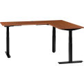 Global Industrial L-Shaped Electric Height Adjustable Desk, 60&quot;W x 24&quot;D, Cherry W/ Black Base