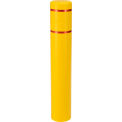 Global Industrial Reflective Bollard Sleeve, 8&quot; Dia. x 52&quot;H, Yellow With Red Tape