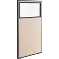 Office Partition Panel With Partial Window, 36-1/4"W x 60"H, Tan