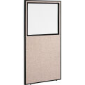 Office Partition Panel With Partial Window, 36-1/4&quot;W x 72&quot;H, Tan