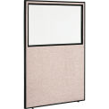Office Partition Panel With Partial Window, 48-1/4"W x 72"H, Tan