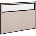 Office Partition Panel With Partial Window, 60-1/4"W x 42"H, Tan