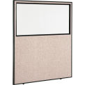 Office Partition Panel With Partial Window, 60-1/4&quot;W x 72&quot;H, Tan