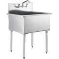 Global Industrial Stainless Steel Utility Sink w/Faucet, 24&quot; x 24&quot; x 14&quot; Deep, Non-NSF