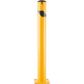 Global Industrial Steel Bollard w/Chain Slots & Removable Cap, 4-1/2&quot;Dia. x 42&quot;H, Yellow