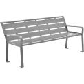 Global Industrial 6' Horizontal Steel Slat Outdoor Park Bench with Back, Gray