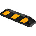 Global Industrial Rubber Parking Stop/Curb Block, 22&quot;L, Black w/ Yellow Stripes