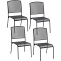 Interion Outdoor Caf&eacute; Armless Stacking Chair, Steel Mesh, Black, 4 Pack