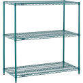 Nexel 3 Tier Wire Shelving Starter Unit, Poly-Green, 30"W x 24"D x 34"H