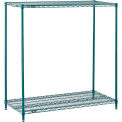 Nexel 2 Tier Wire Shelving Add-On Unit, Poly-Green, 24&quot;W x 18&quot;D x 34&quot;H