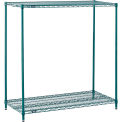 Nexel 2 Tier Wire Shelving Starter Unit, Poly-Green, 72&quot;W x 14&quot;D x 34&quot;H
