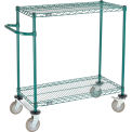 Nexel 2 Shelf Cart, Poly-Green, 36&quot;L x 18&quot;W x 40&quot;H, Polyurethane Rigid Casters