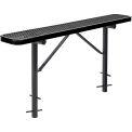 Global Industrial 6&#39; Outdoor Steel Flat Bench, Expanded Metal, In Ground Mount, Black