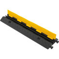 Global Industrial 2-Channel Heavy-Duty Cable Protector, 24,000 lbs. Cap., Black & Yellow