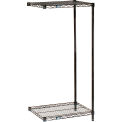 Nexel Black Epoxy, 2 Tier, Wire Shelving Add-On Unit, 36"W x 18"D x 34"H