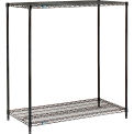 Nexel Black Epoxy, 2 Tier, Wire Shelving Starter Unit, 72&quot;W x 24&quot;D x 34&quot;H