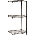 Nexel Black Epoxy, 3 Tier, Wire Shelving Add-On Unit, 72"W x 14"D x 34"H