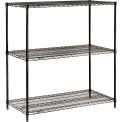 Nexel Black Epoxy, 3 Tier, Wire Shelving Starter Unit, 30&quot;W x 21&quot;D x 34&quot;H