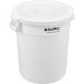 Global Industrial Plastic Trash Can with Lid, 20 Gallon, White