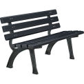 4'L Park Bench With Backrest, Recylced Plastic, Black