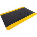 Global Industrial Diamond-Plate Anti Fatigue Mat, 9/16&quot; Thick, 3'W x 12'L, Black/Yellow