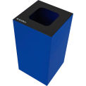 Global Industrial Square Recycling/Trash Can with Waste Lid, 36 Gallon, Blue