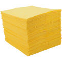 Global Industrial Hazmat Sorbent Pads, Heavyweight, 15&quot;W x 18&quot;L, Yellow, 100/Pack