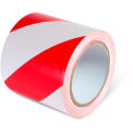 Global Industrial Striped Hazard Warning Tape, 4&quot;W x 108'L, 5 Mil, Red/White, 1 Roll