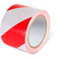Global Industrial Striped Hazard Warning Tape, 3&quot;W x 108'L, 5 Mil, Red/White, 1 Roll