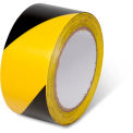 Global Industrial Striped Hazard Warning Tape, 2&quot;W x 108'L, 5 Mil, Black/Yellow, 1 Roll