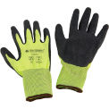 Global Industrial Crinkle Latex Coated Gloves, Large, Hi-Viz Lime/Black - Pkg Qty 12