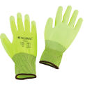 Global Industrial Flat Polyurethane Coated Gloves, Large, Hi-Viz Lime - Pkg Qty 12