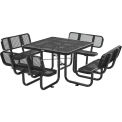 Global Industrial 46" Square Picnic Table with Backrests, Expanded Metal, Black