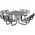 Global Industrial 46&quot; Square Picnic Table with Backrests, Expanded Metal, Gray