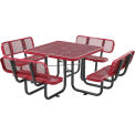 Global Industrial 46" Square Picnic Table with Backrests, Expanded Metal, Red