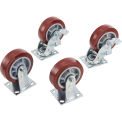 Global Industrial 6&quot; Caster Set for Job Site Boxes, Non-Marking Polyurethane, 2 Rigid/2 Swivel