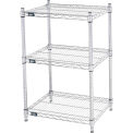 Global Industrial 3 Shelf, Chrome Wire Shelving Starter Unit, 24&quot;W x 18&quot;D x 34&quot;H