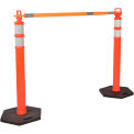 Global Industrial 2 Portable Delineator Posts with Cone Bar, Orange, Hexagonal Base