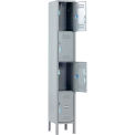 Global Industrial 4-Tier 4 Door Locker, 12&quot;W x 15&quot;D x 78&quot;H, Gray, Unassembled