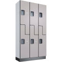 Global Industrial 2-Tier 6 Door Wood Locker, 36&quot;W x 15&quot;D x 72&quot;H, Gray, Unassembled