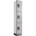 Global Industrial 3-Tier 3 Door Wood Locker, 12&quot;W x 15&quot;D x 72&quot;H, Gray, Unassembled