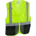 Global Industrial Class 2 Hi-Vis Safety Vest, 3 Pockets, Mesh, Lime/Black, 2XL/3XL