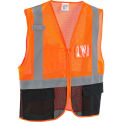 Global Industrial Class 2 Hi-Vis Safety Vest, 3 Pockets, Mesh, Orange/Black, L/XL