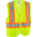 Global Industrial Class 2 Hi-Vis Safety Vest, 2 Pockets, Two-Tone, Mesh, Lime, 4XL/5XL