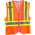 Global Industrial Class 2 Hi-Vis Safety Vest, 2 Pockets, Two-Tone, Mesh, Orange, L/XL