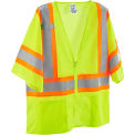 Global Industrial Class 3 Hi-Vis Mesh Safety Vest, 4 Pockets, Two-Tone, Lime, L/XL