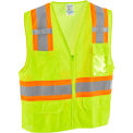 Global Industrial Class 2 Hi-Vis Safety Vest, 6 Pockets, Two-Tone, Mesh, Lime, L/XL