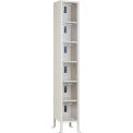 Global Industrial 6-Tier 6 Door Clear View Locker, Digital Lock, 12"Wx12"Dx78"H, Tan, Assembled