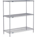 Global Industrial 3 Shelf, Nexelate Silver Epoxy Wire Shelving Unit, Starter, 48"W x 21"D x 54"H