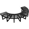 Global Industrial Outdoor Curved Bench, Steel Slat, Half Circle, Black
